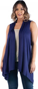 24seven Comfort Apparel Plus Size Asymmetric Open Front Cardigan