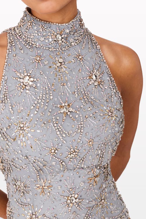 Jenny Packham Starry Night Embellished Mini Dress In Metallic