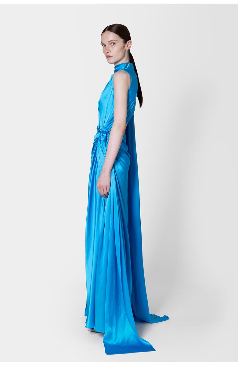 Roksanda Orien Silk Floor Length Dress, Alternate, color, Agua
