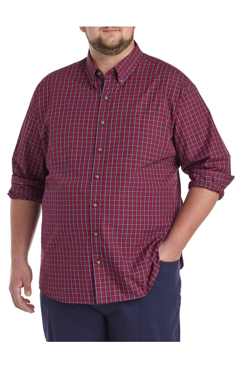Harbor Bay by DXL Big & Tall Easy-Care Small Plaid Sport Shirt, Main, color,