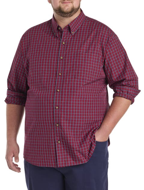 Big & Tall Easy-Care Small Plaid Sport Shirt