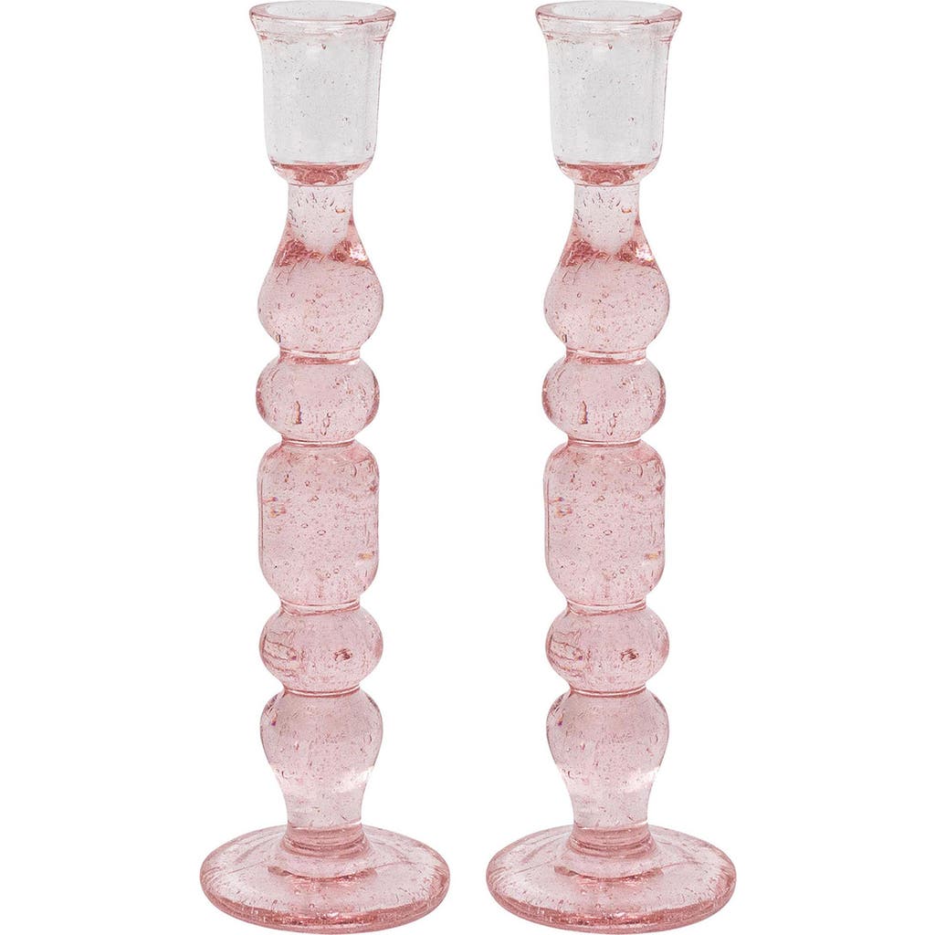 Juliska Provence Set Of 2 Candlesticks In Blush