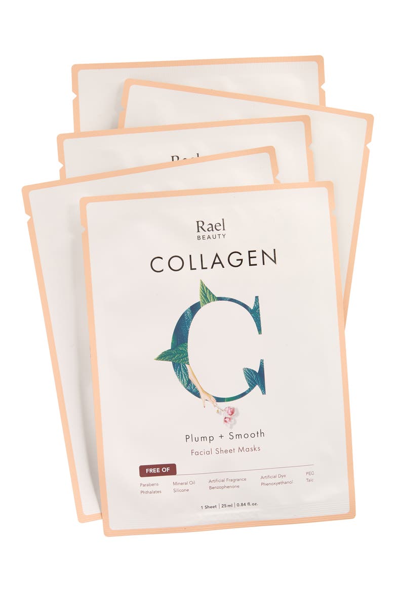 Collagen Plump + Smooth 5-Pack Facial Sheet Masks, Alternate, color, NO COLOR