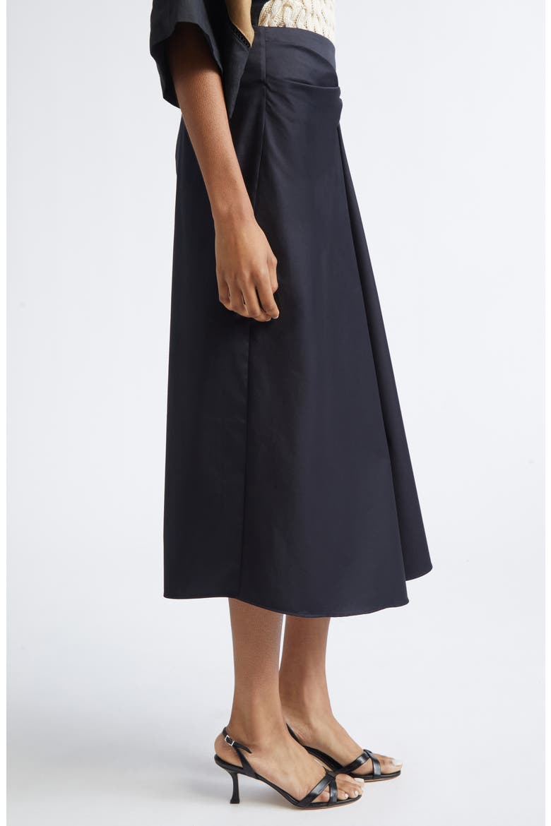 Paggi Asymmetrical Stretch Sateen Midi Skirt, Alternate, color, BLACK