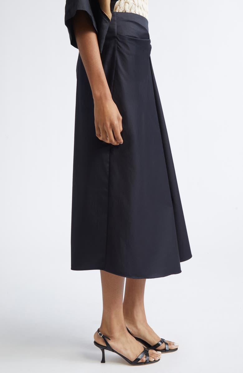 Max Mara Paggi Asymmetrical Stretch Sateen Midi Skirt, Alternate, color, Black