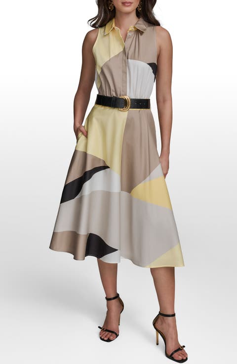 Print Belted Maxi Shirtdress