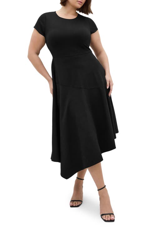 Ponte Flare Midi Dress
