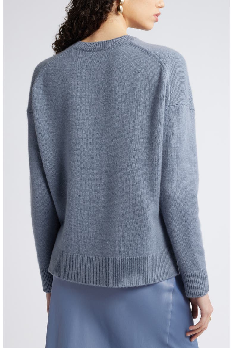 Crewneck Side Slit Wool & Cashmere Sweater, Alternate, color, GREY FOLKSTONE