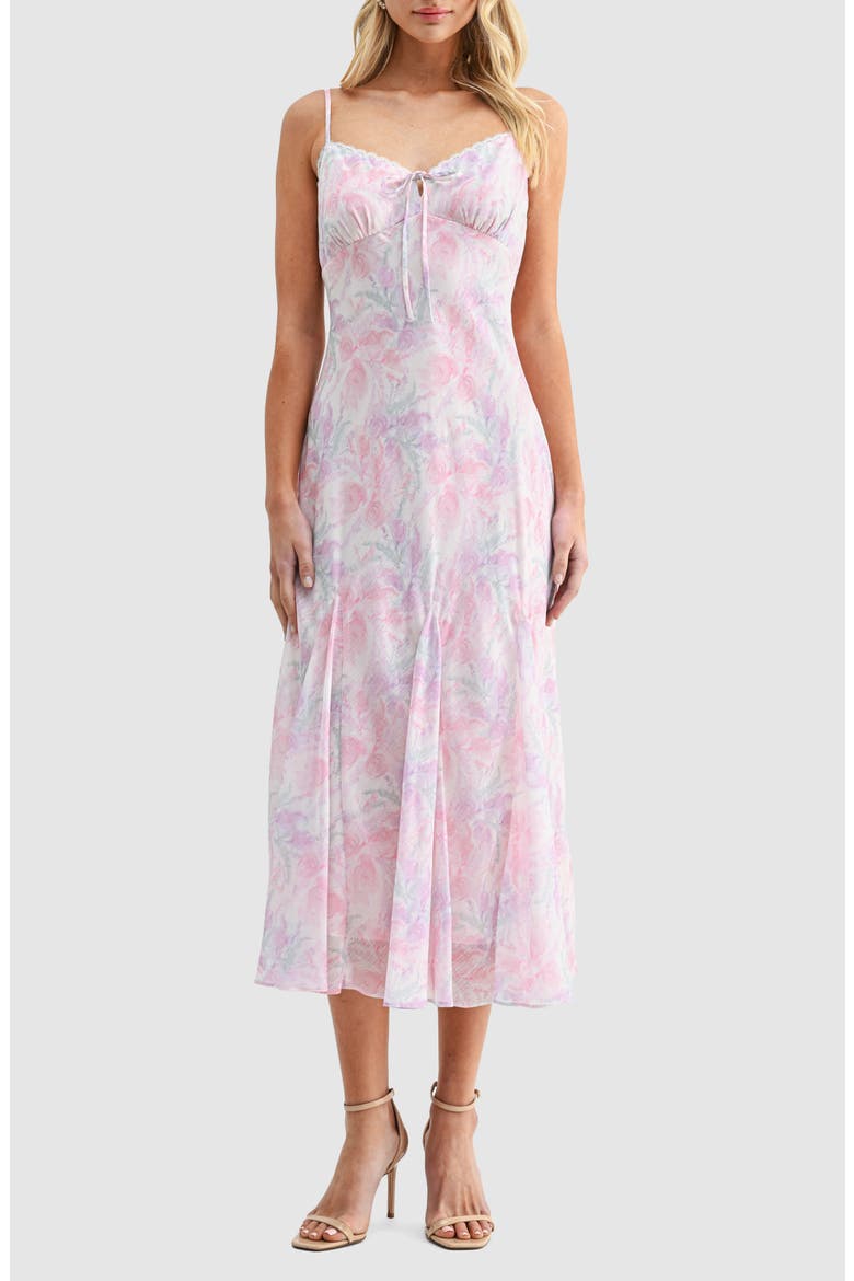 Sweetheart Tie Neck Midi Dress, Main, color, PINK LILAC