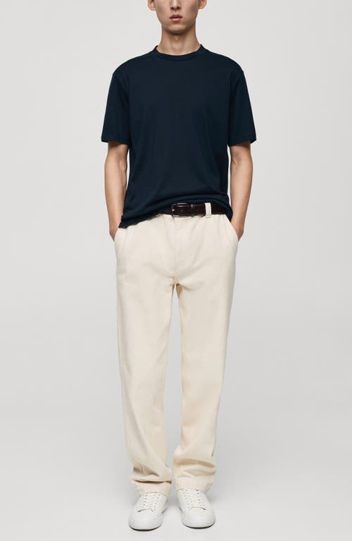 Mango Regular Fit Cotton T-shirt In Navy