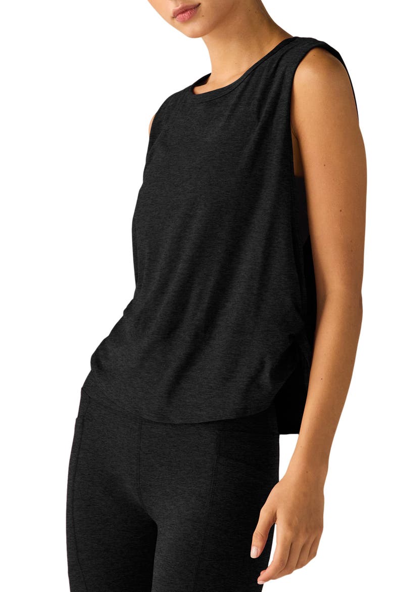 Featherweight Side Twist Tank, Main, color, DARKEST NIGHT