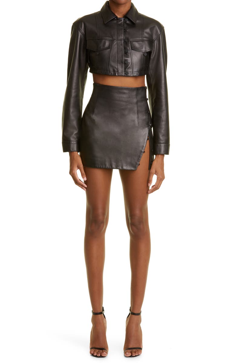 J6 Crop Lambskin Leather Jacket, Alternate, color, 