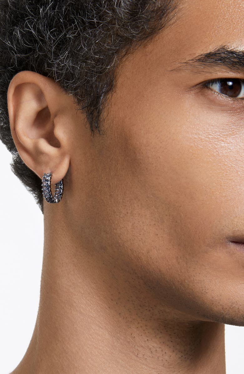 Swarovski Matrix Crystal Baguette Hoop Earrings, Alternate, color,