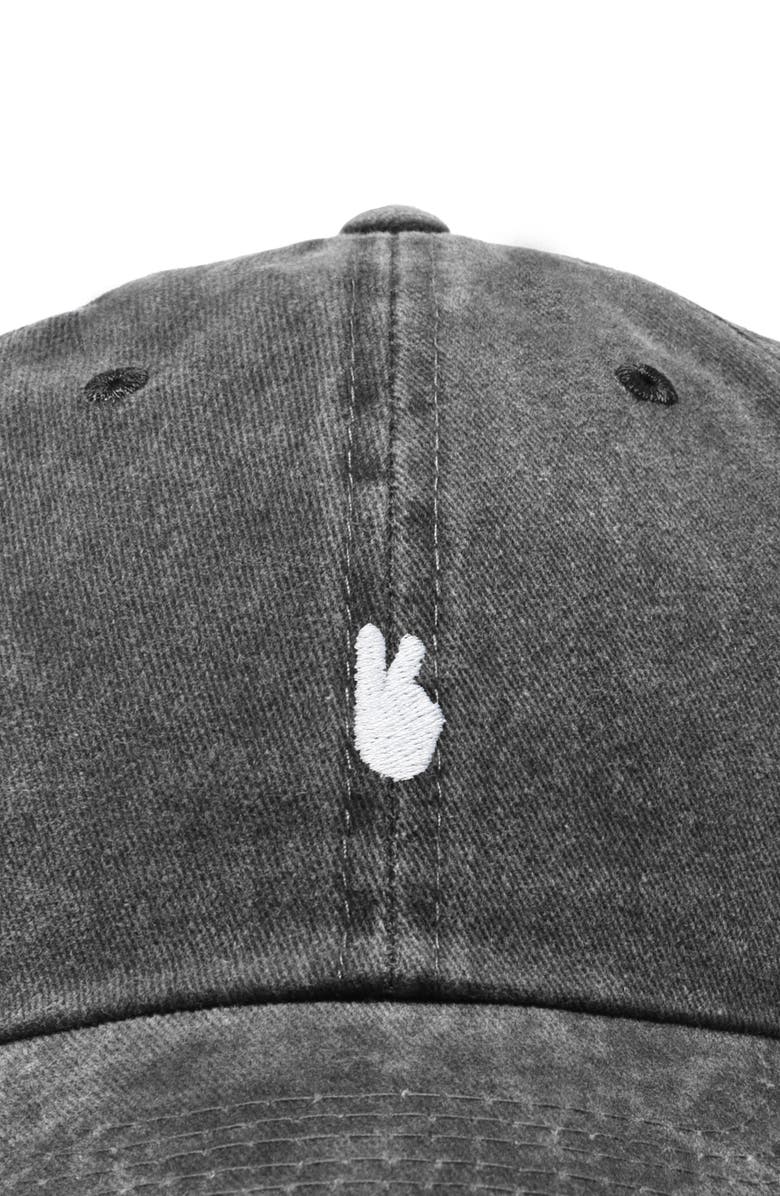 Dalix Lil Peace Sign Dad Cap, Alternate, color, Washed Black