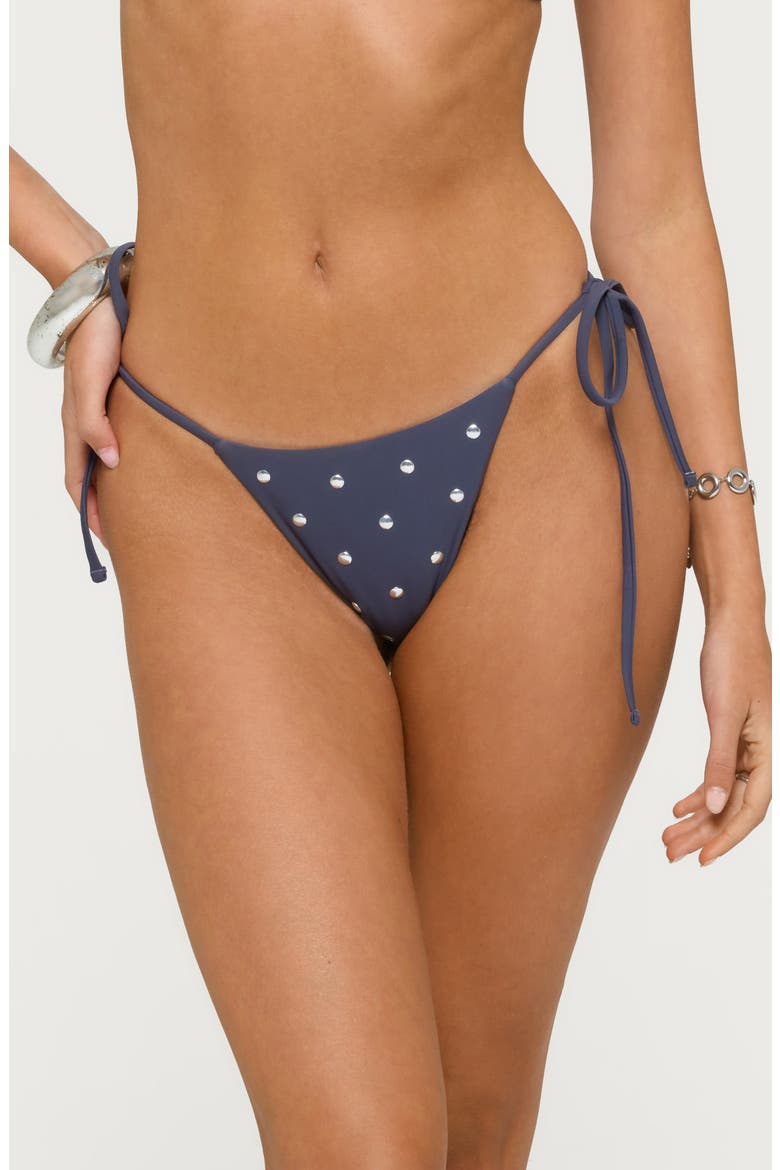 Janina Studded Side Tie Bikini Bottoms, Main, color, DARK-GRAY