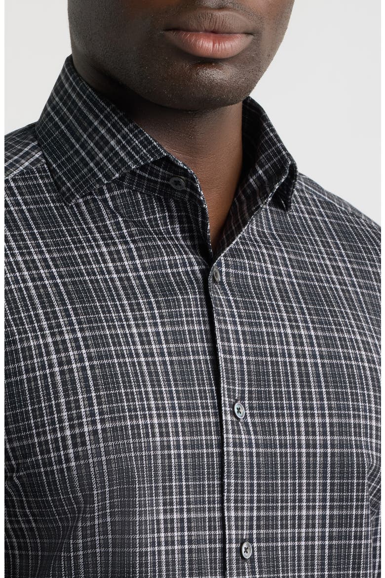 OoohCotton Devon Plaid Performance Shirt, Alternate, color, BLACK