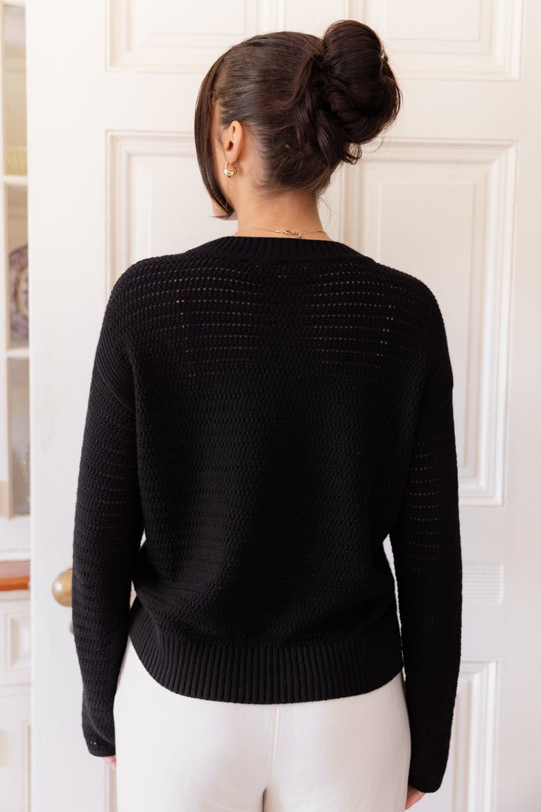 The Open Knit Long Sleeve Sweater, Alternate, color, INK