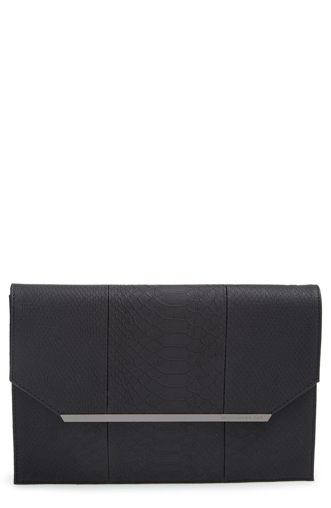'Kelly' Envelope Clutch, Main, color, BLACK