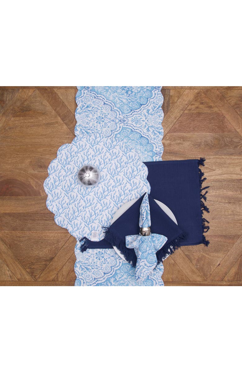 C&F Home Chinoiserie Coast Reversible Machine Washable Round Quilt Placemats Set of 6, Alternate, color, Blue