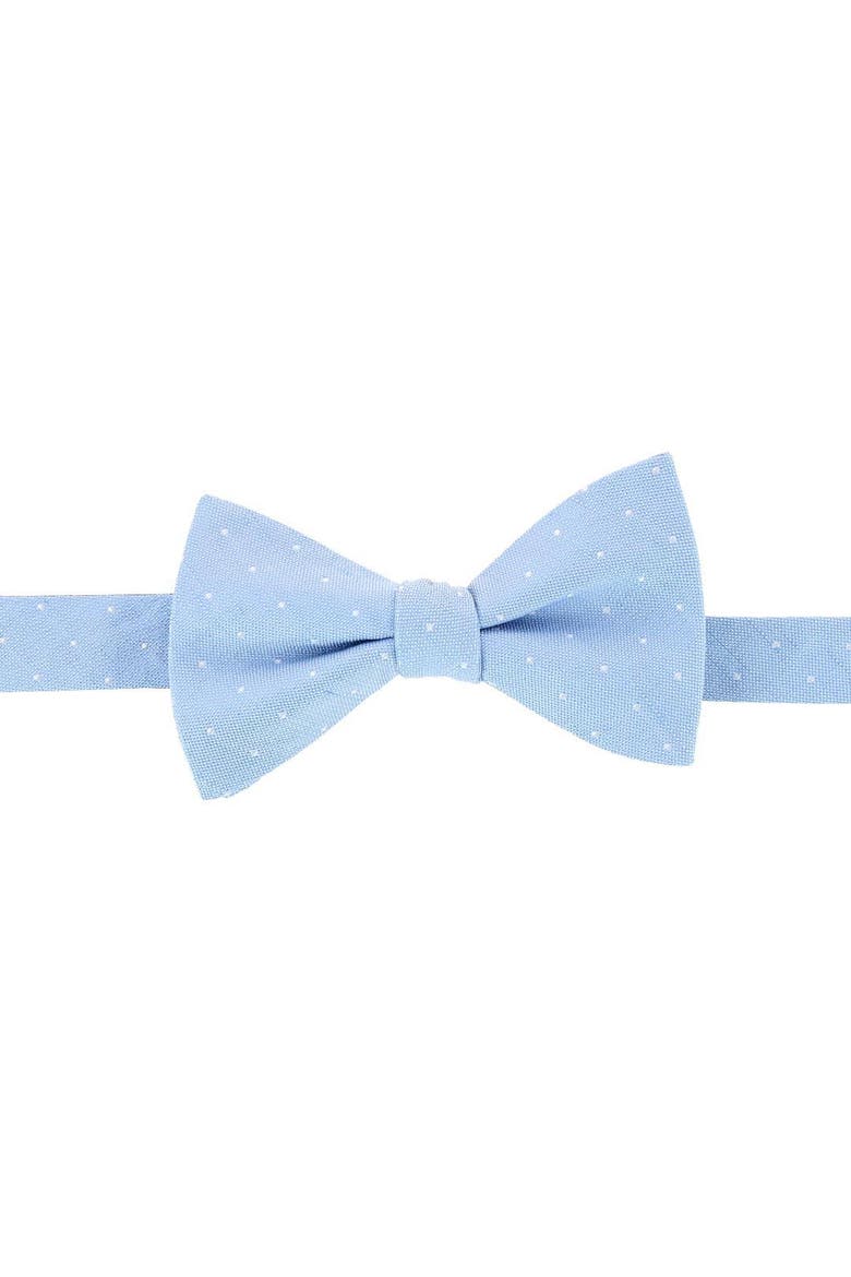 Churchill Chambray Polka Dot Linen Blend Bow Tie, Main, color, Light Blue with Polka Dots