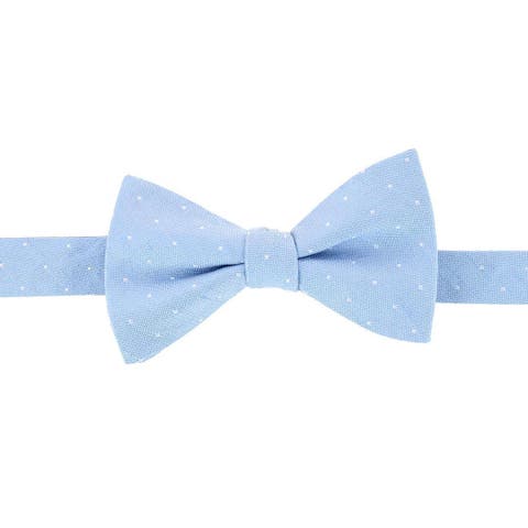 Churchill Chambray Polka Dot Linen Blend Bow Tie