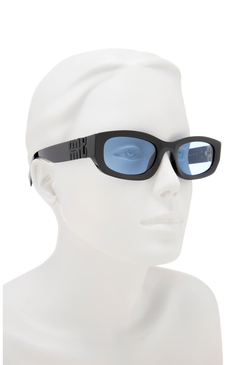 53mm Irregular Sunglasses, Alternate, color, BLACK / LIGHT BLUE