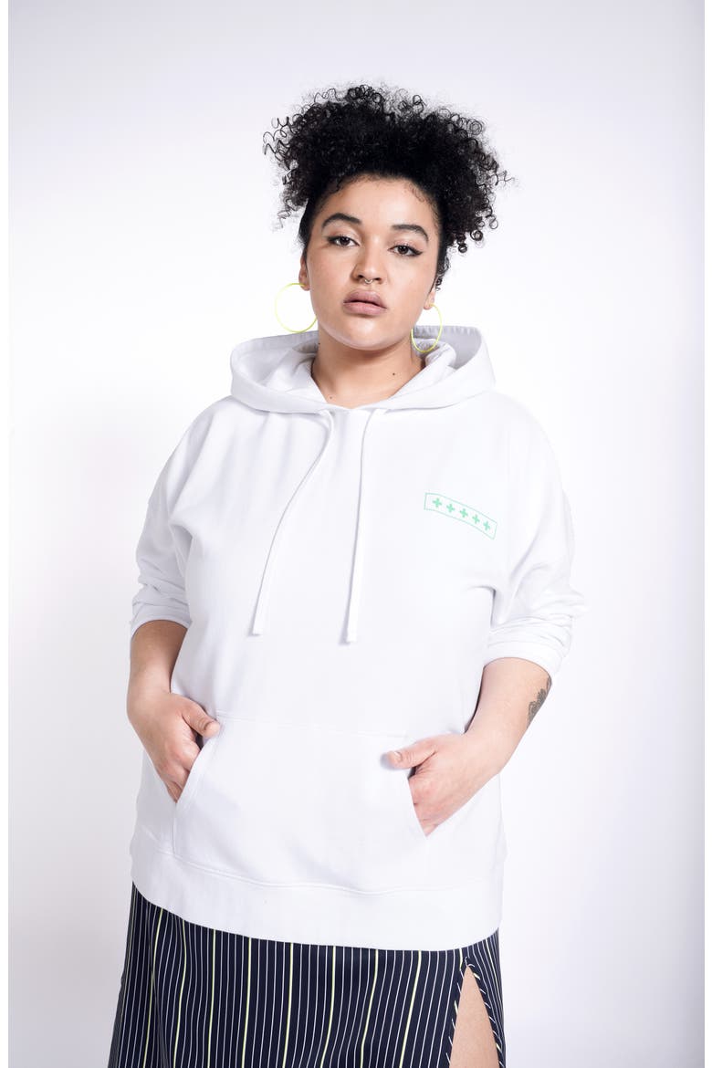 Fleece Sport Hoodie (Nordstrom Exclusive), Alternate, color, WHITE GREEN POSITIVE