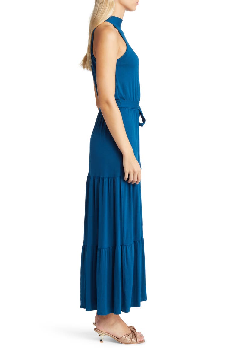 Tiered Halter Maxi Dress, Alternate, color, DK TEAL