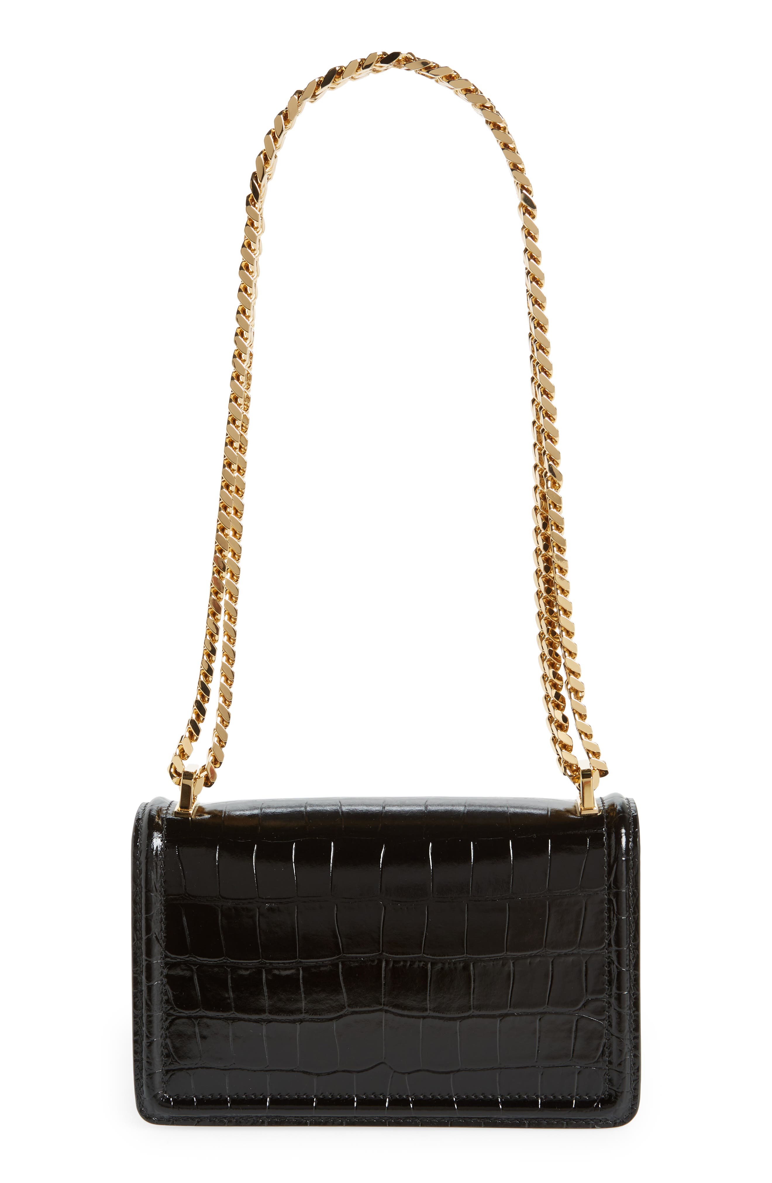 Burberry TB Monogram Croc Embossed Leather Shoulder Bag, Alternate, color, 