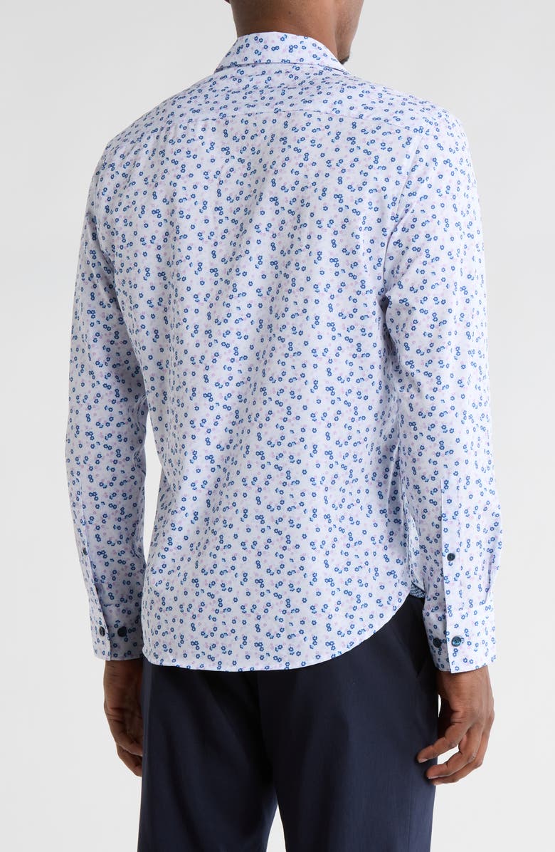 CONSTRUCT Daisy Floral Print Stretch Dress Shirt, Alternate, color, White/ Purple
