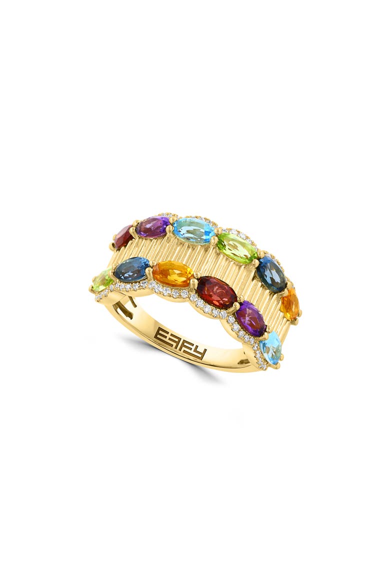 Gold Plated Sterling Silver Mixed Gemstone Ring, Main, color, MULTI