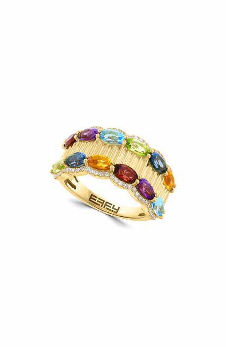 Gold Plated Sterling Silver Mixed Gemstone Ring