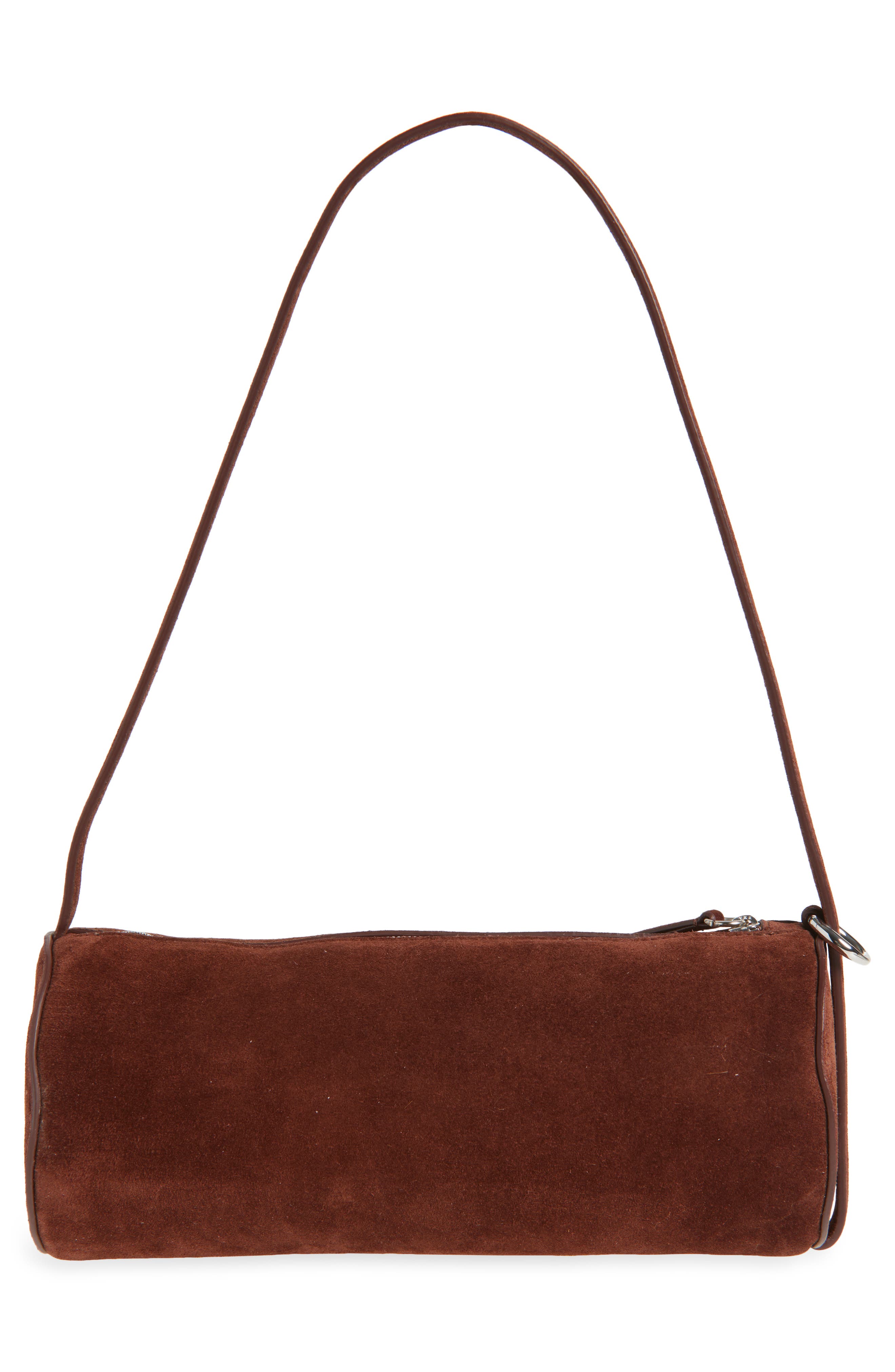 Reformation Simona Cylinder Shoulder Bag, Alternate, color, Espresso Suede
