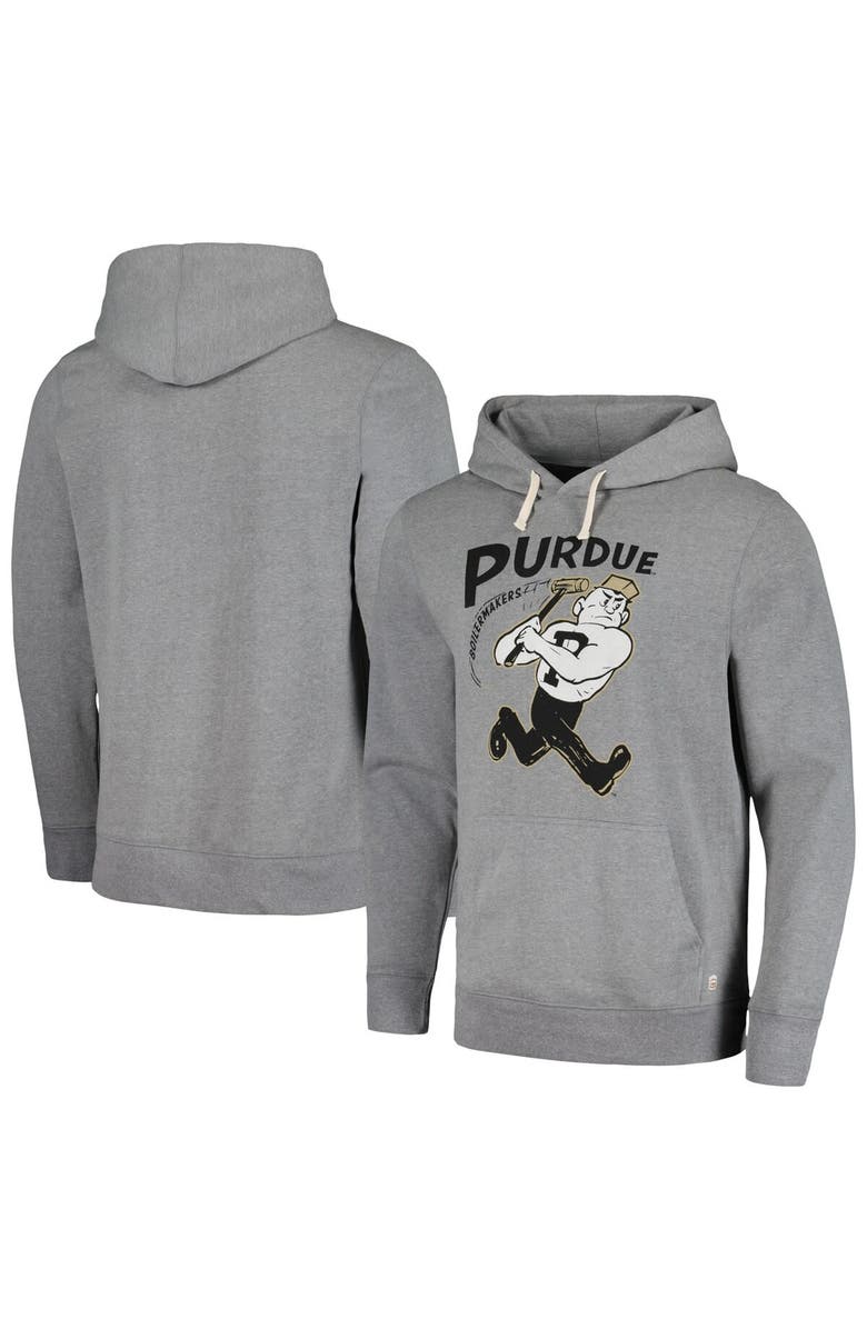 HOMEFIELD Men's Homefield Heather Gray Purdue Boilermakers Vintage Swingin' Purdue Pete Tri-Blend Pullover Hoodie, Main, color, 