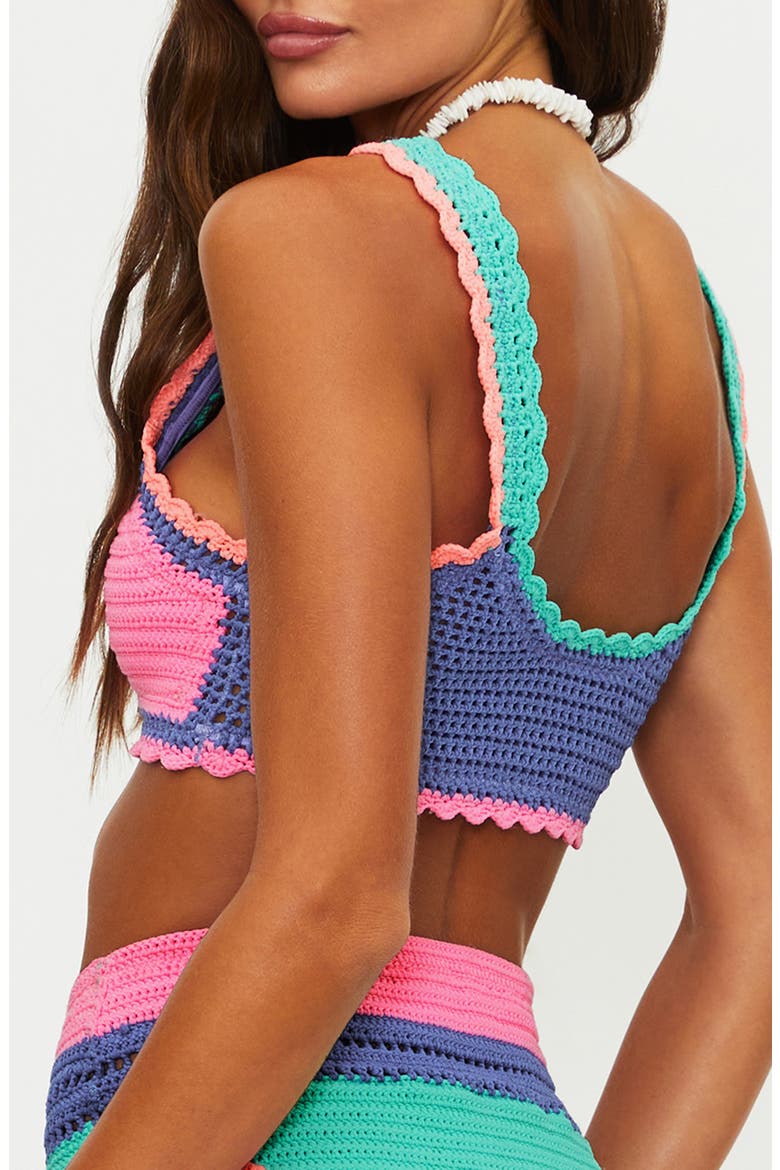 Andy Crochet Colorblock Bikini Top, Alternate, color, SEA BREEZE CROCHET