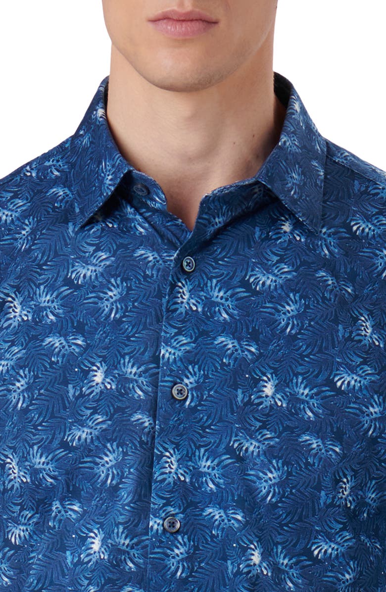 Bugatchi James OoohCotton<sup>®</sup> Leaf Print Button-Up Shirt, Alternate, color,