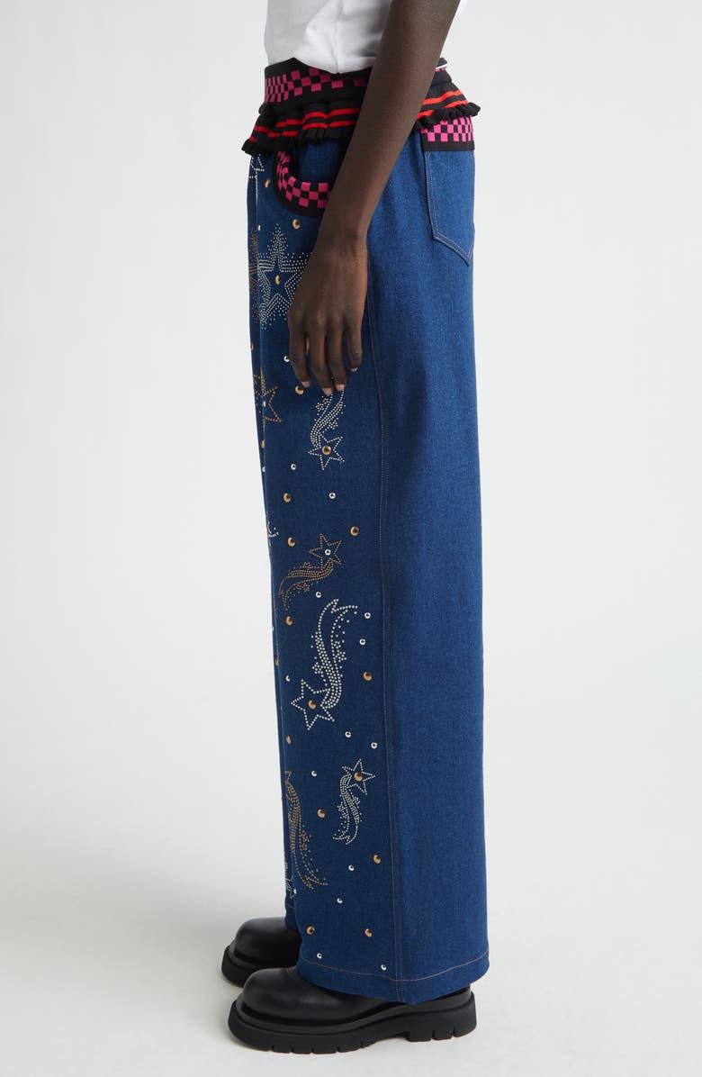 Chopova Lowena Peebles Studded Wide Leg Jeans, Alternate, color, Blue Multi