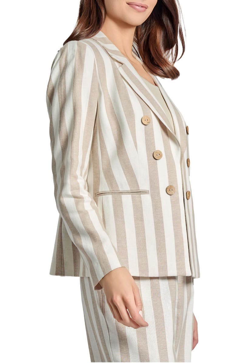 Jones New York Stripe Linen Blend Faux Double Breasted Jacket, Alternate, color,