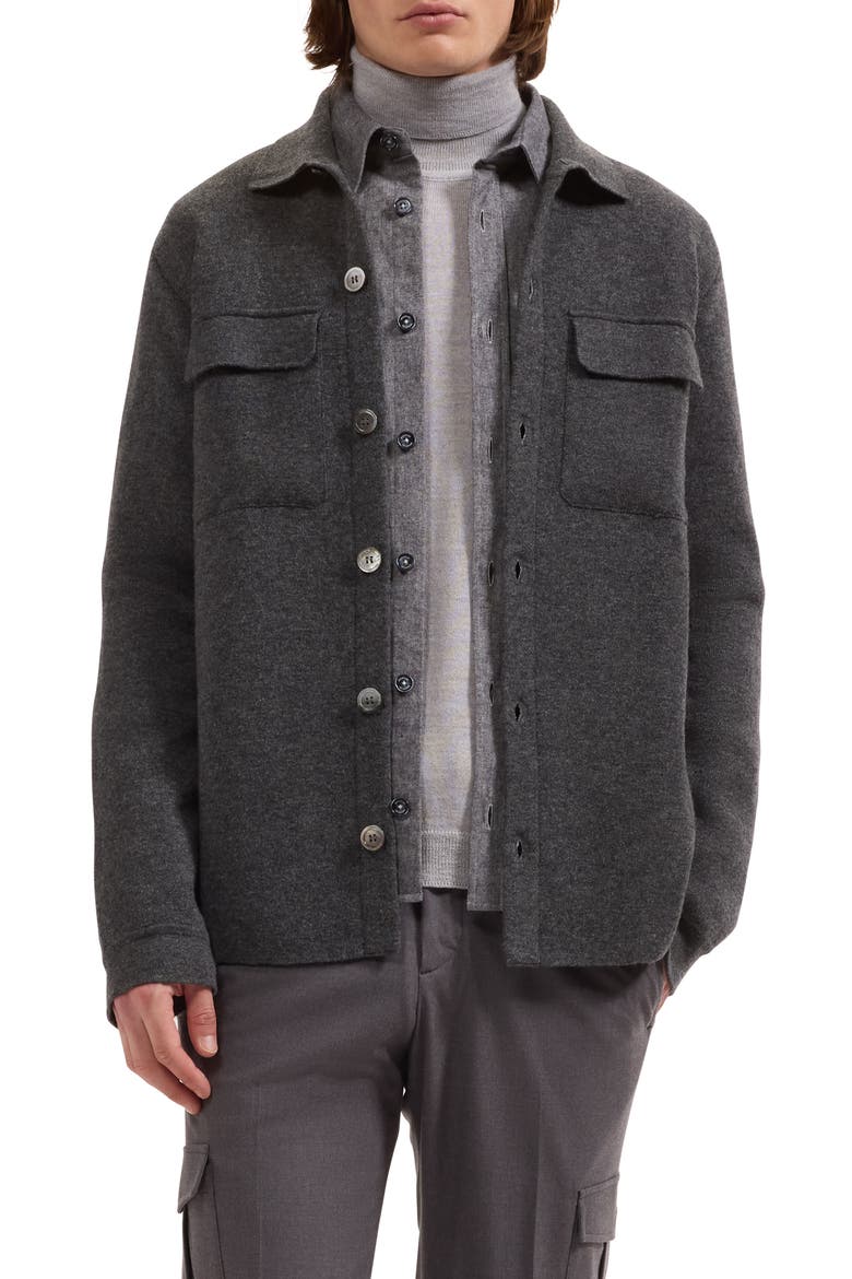 Wool & Cashmere Button-Front Cardigan, Main, color, STORM