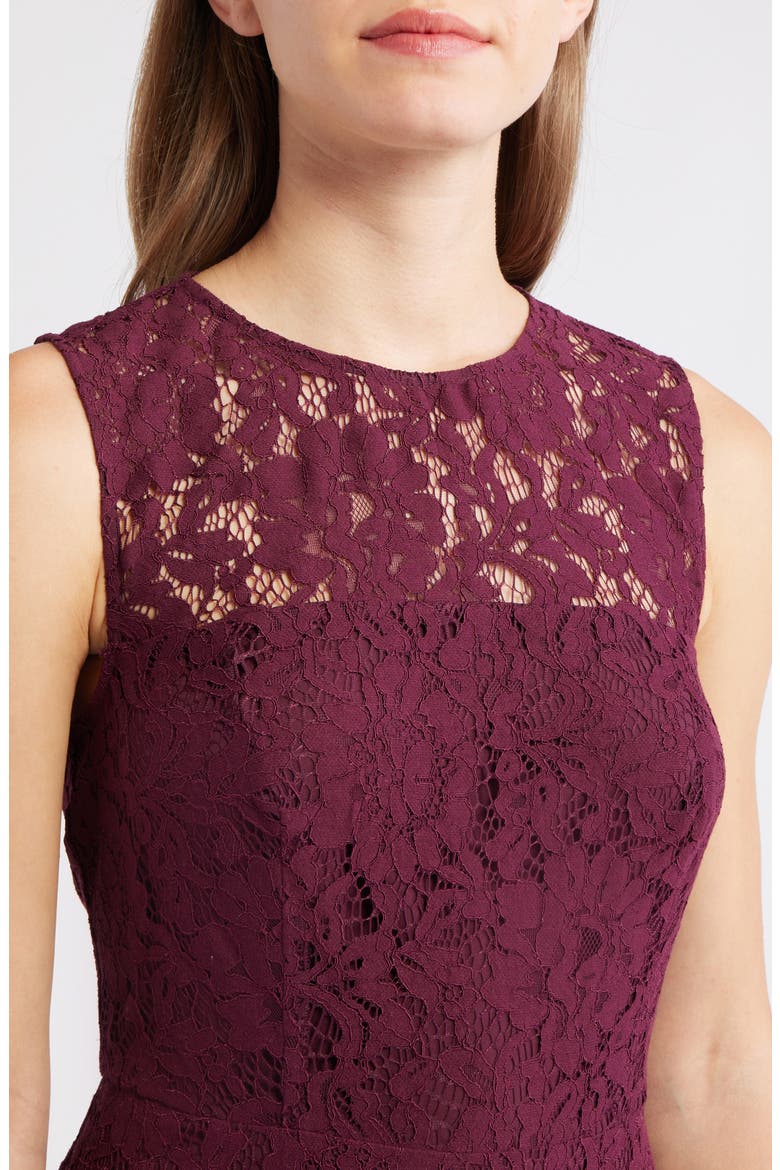 Sleeveless Tiered Ruffle Lace Midi Dress, Alternate, color, DARK CHIANTI
