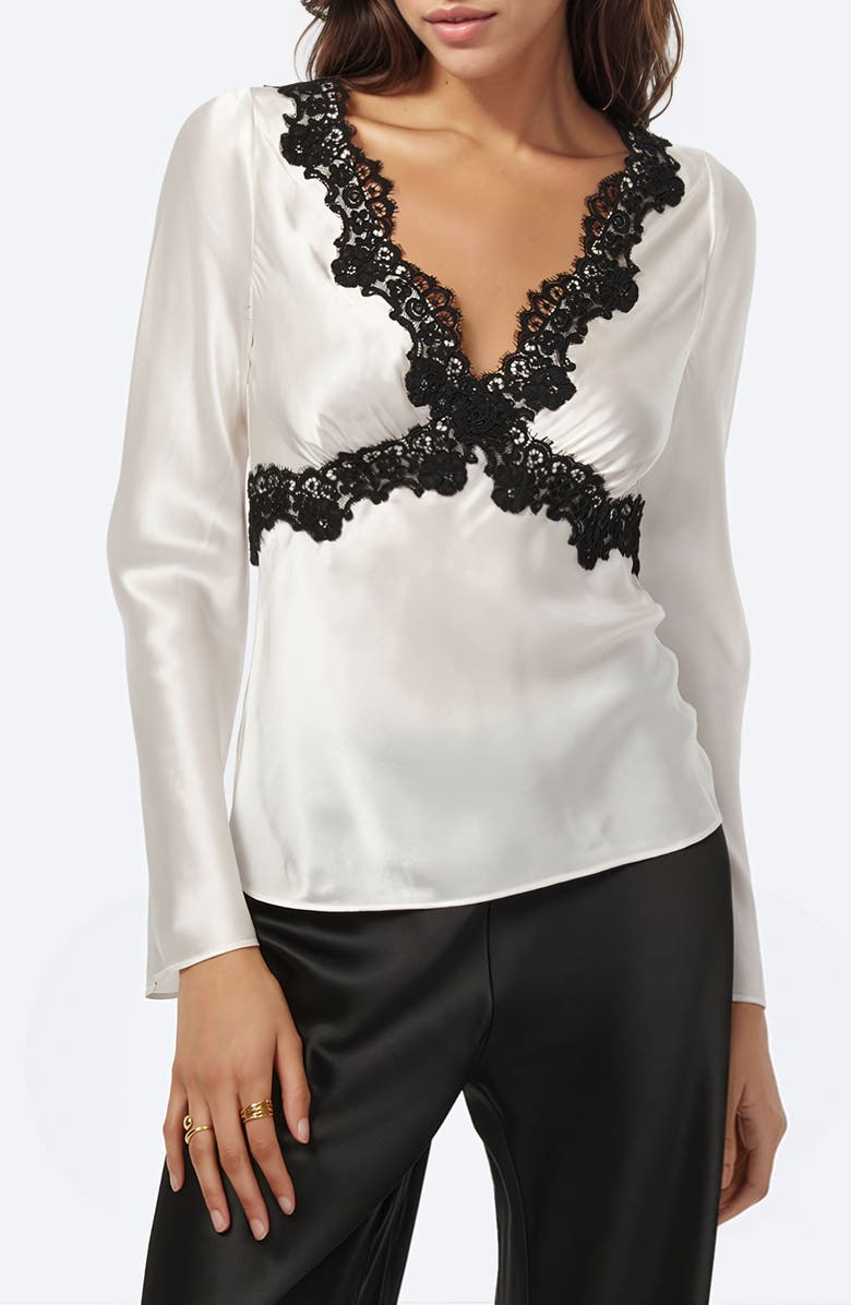 CAMI NYC Ainslee Lace Trim Silk Top, Main, color, 