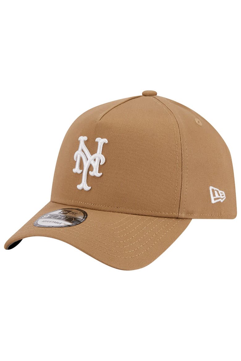 Men's New Era Khaki New York Mets A-Frame 9FORTY Adjustable Hat, Main, color, Khaki