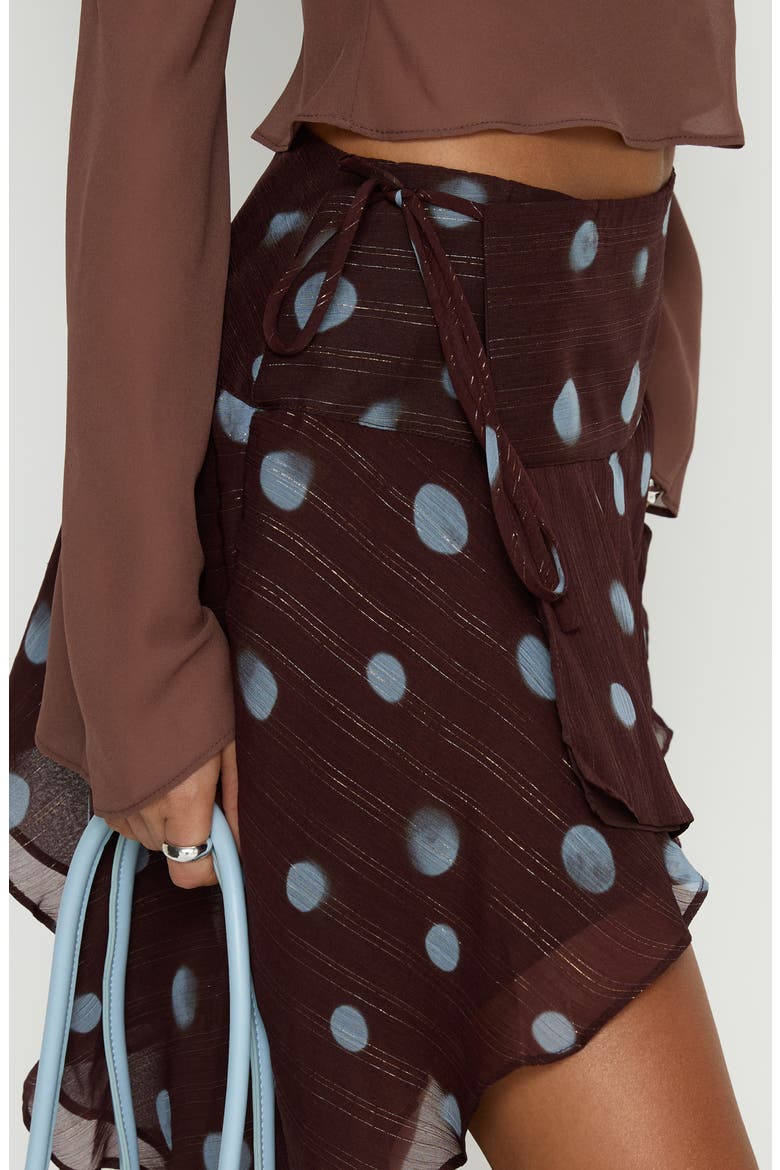 Hevenna Metallic Asymmetric Skirt, Alternate, color, BROWN