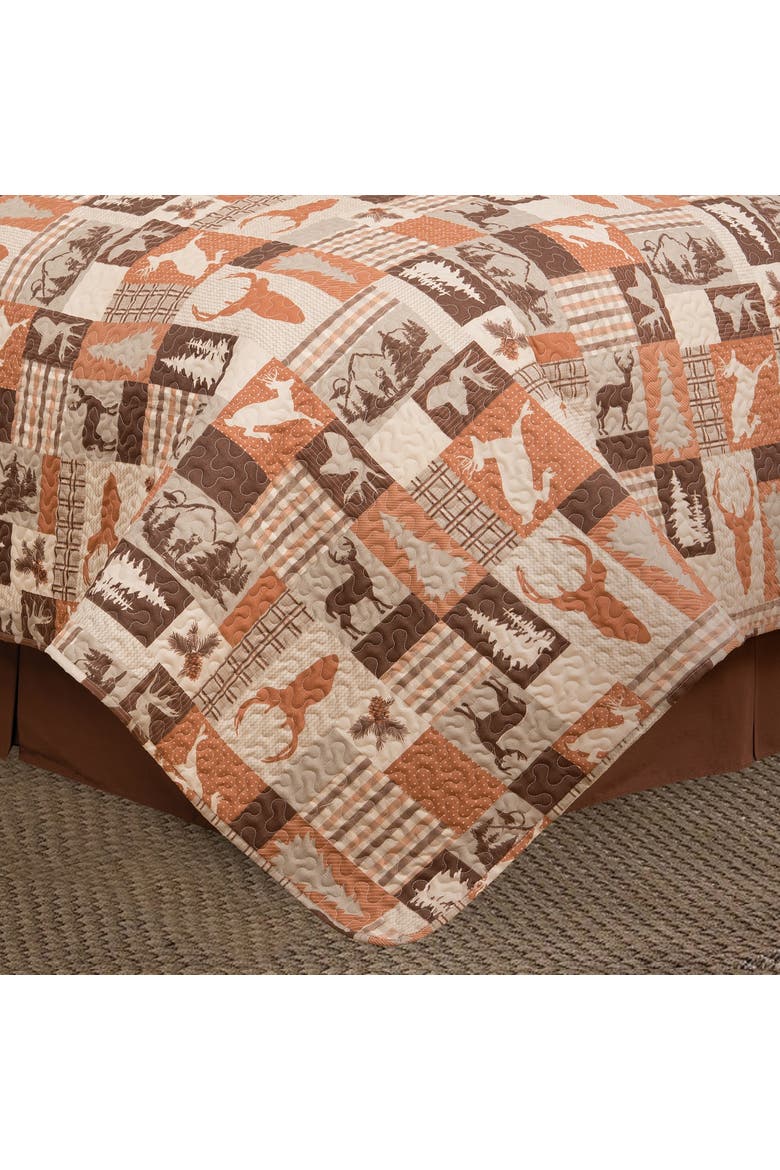 Buck Ridge Trail Rustic Lodge Quilt Set - Reversible and Machine Washable, Alternate, color, Brown
