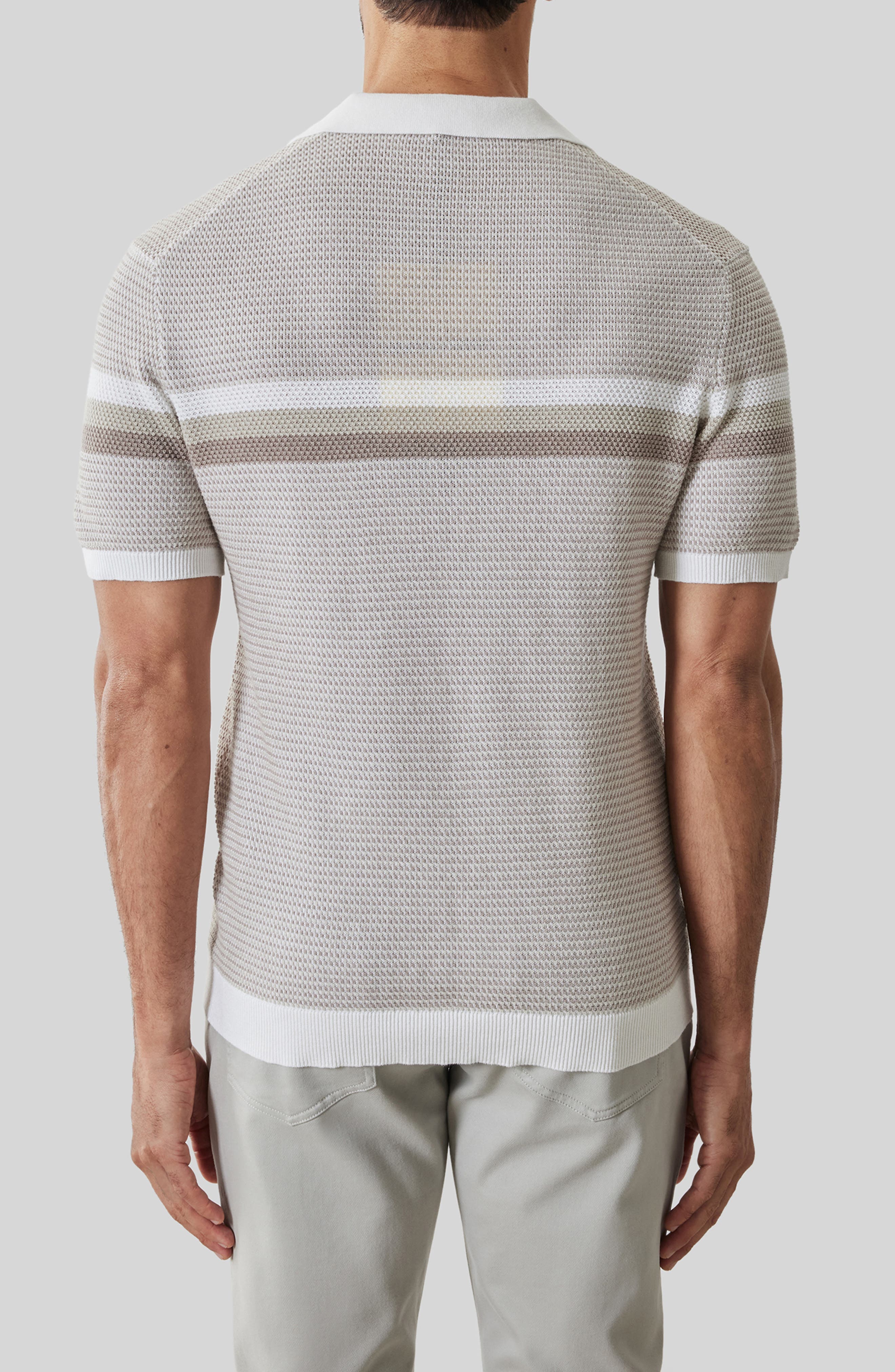 Rourke Placed Stripe Cotton Polo Sweater - image 2