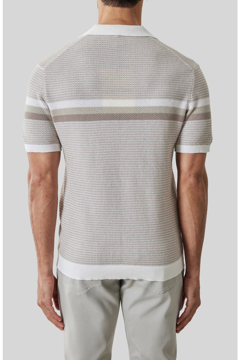 Rourke Placed Stripe Cotton Polo Sweater, Alternate, color, WHITE