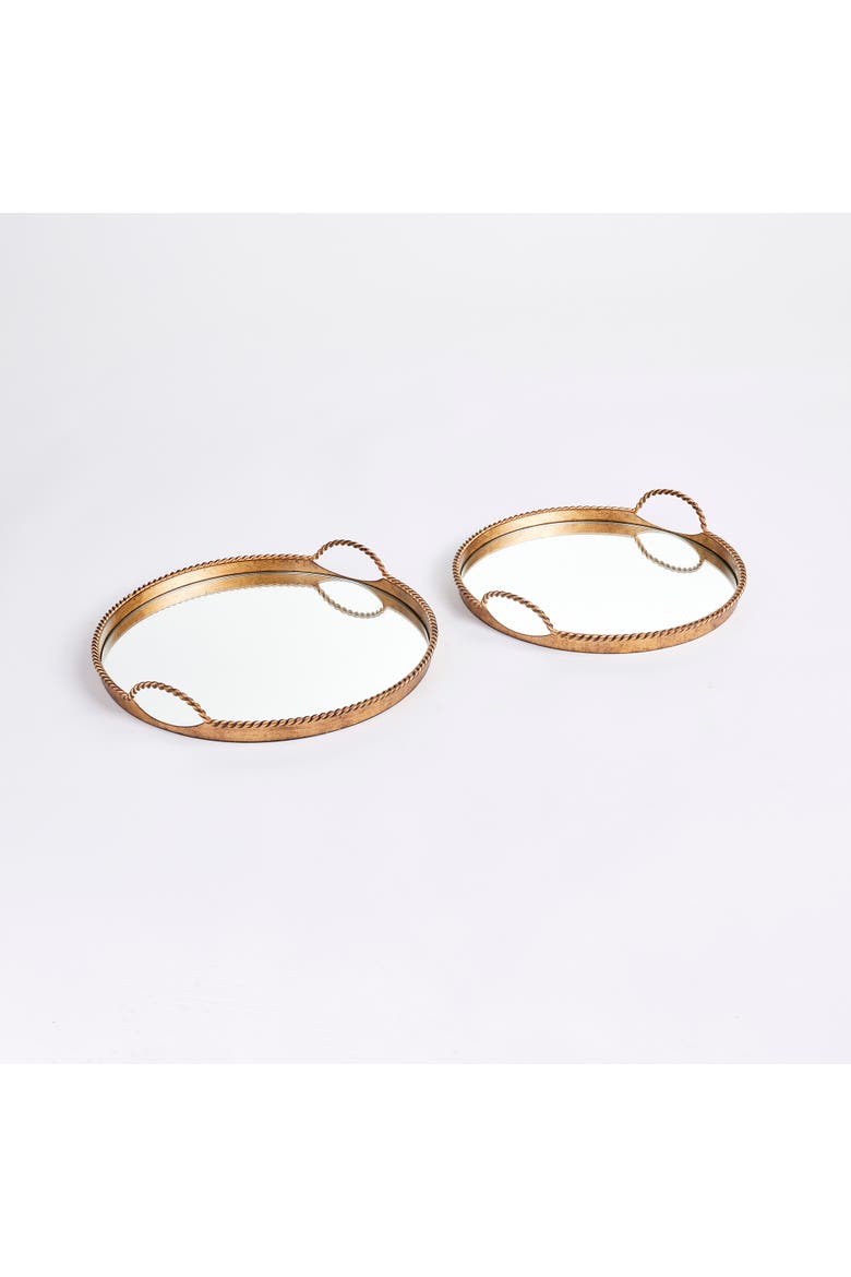 Braiden Decorative Mirrored Trays Set of 2, Alternate, color, Gold
