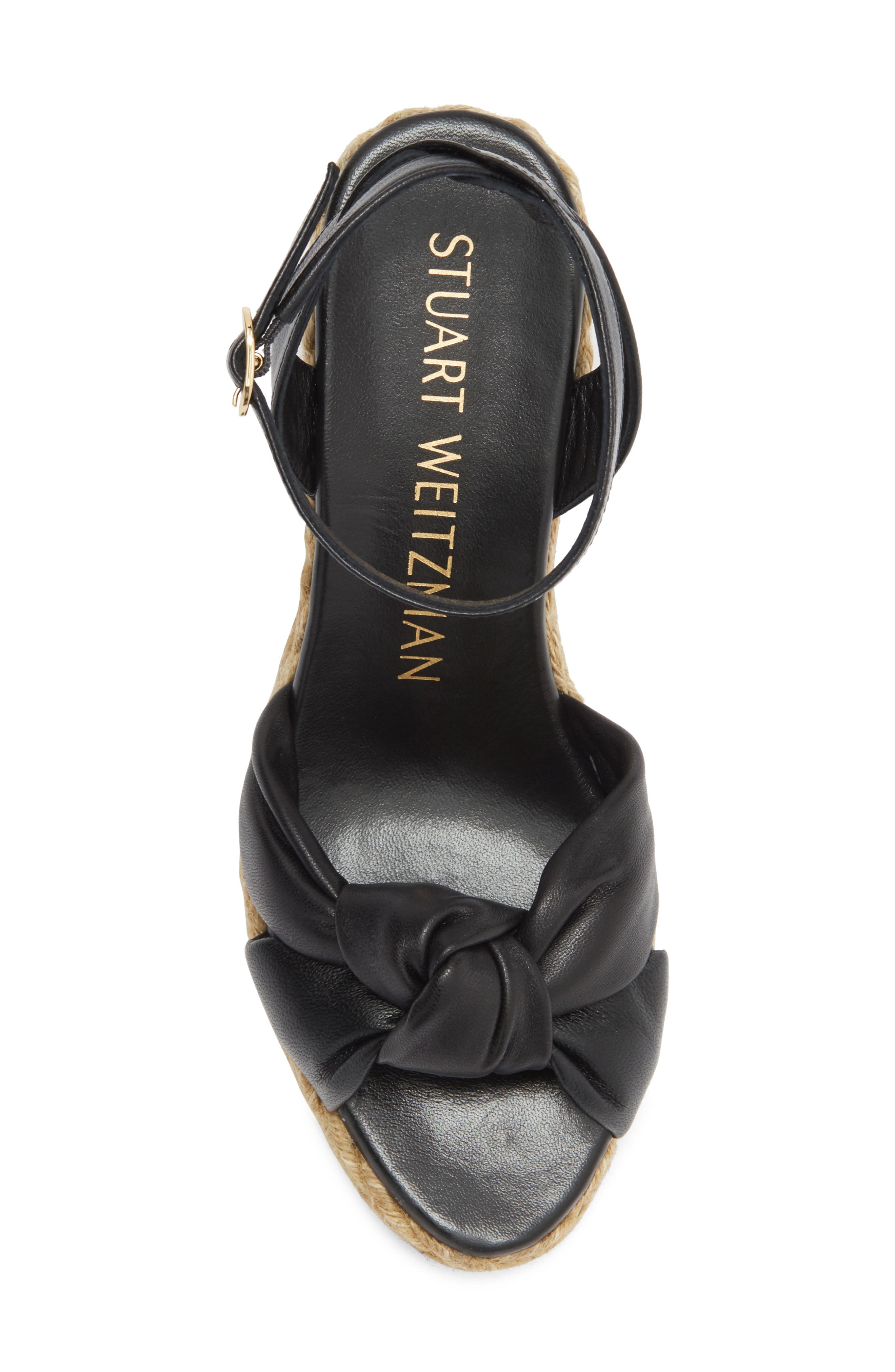 Stuart Weitzman Playa Espadrille Knot Wedge Sandal, Alternate, color, Black/ Natural