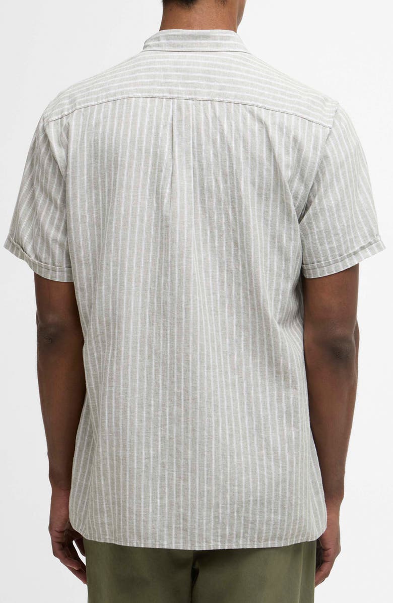 Barbour Nelson Stripe Short Sleeve Linen & Cotton Button-Up Shirt, Alternate, color, Bleached Olive