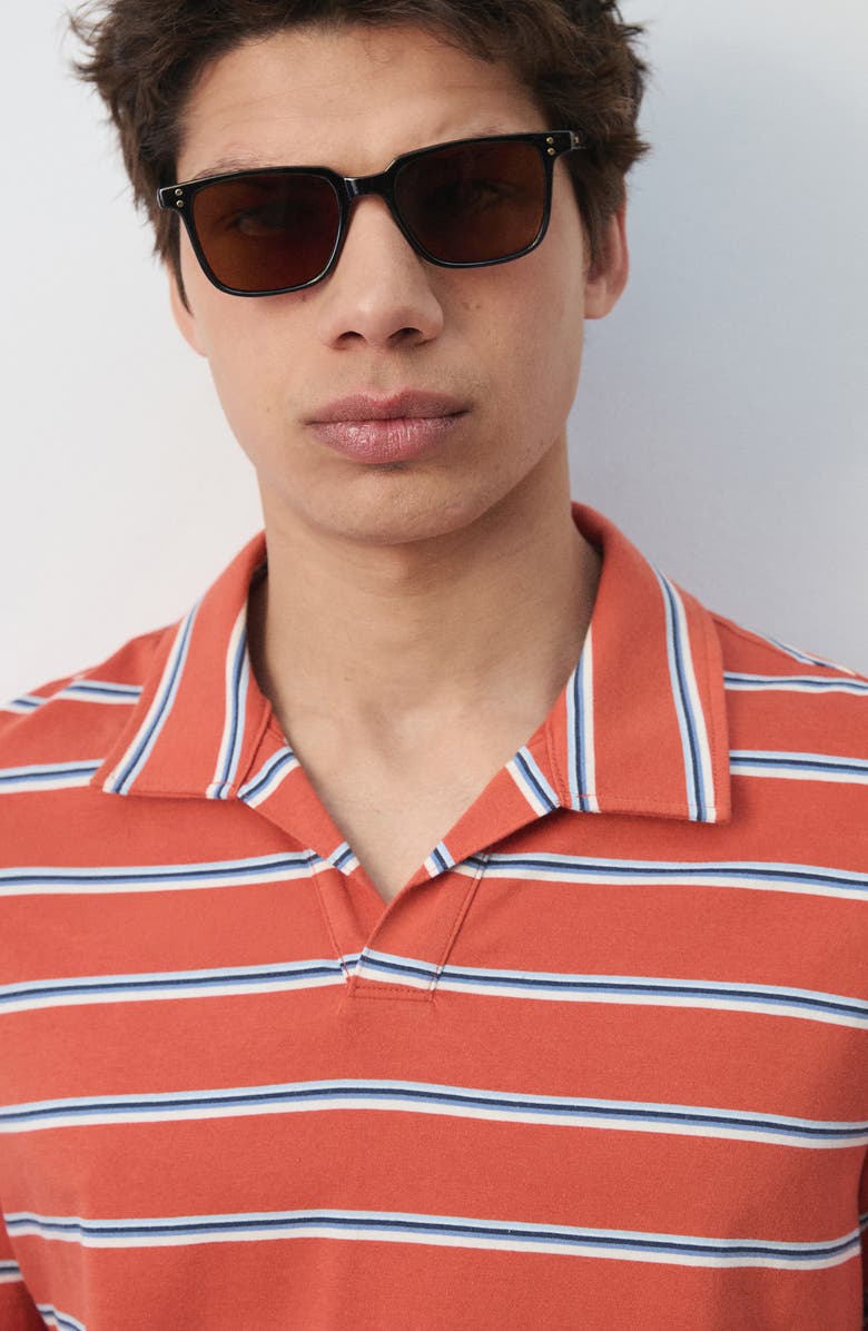 MANGO Regular Fit Stripe Cotton Polo, Alternate, color, Salmon
